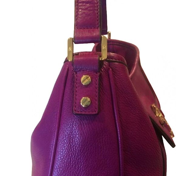 TORY BURCH Amanda Hobo Purple Tumbled Leather Front Pocket Oversized Bag - Picture 15 of 17